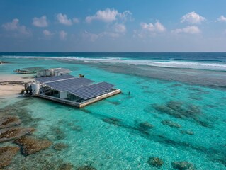 Floating platform with solar panels