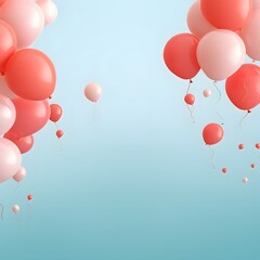 Floating balloons in pastel tones, decorative artwork symbolizing freedom, celebration and happiness