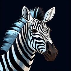 Realistic zebra portrait, detailed illustration symbolizing wildlife, nature and animal beauty