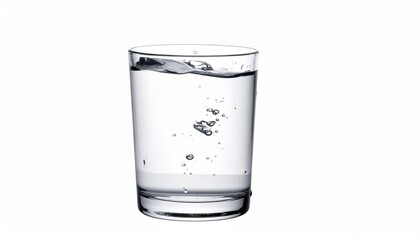 glass of water on the white 