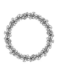 Round floral frame, intricate design