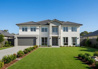 Fototapeta premium Newly built suburban house with 