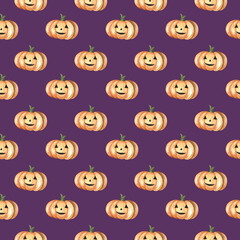 Halloween spooky pumpkin seamless pattern,  evil jack o lantern, designs for a fun October celebration