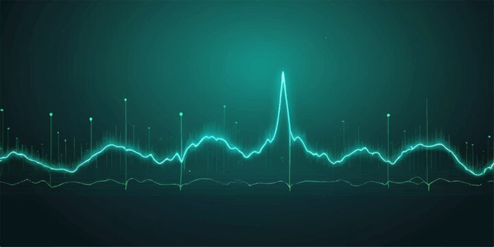 EKG heartbeat monitor showing a medical graph trace of a healthy cardiogram with a green pulse line