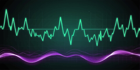 A cardiogram displaying a green heartbeat wave on a monitor symbolizes the pulse and rhythm of a healthy heart