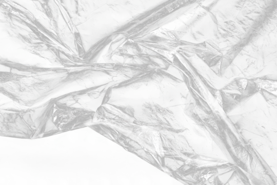 plastic overlay texture of realistic crumpled transparent plastic film wrap on black background, wrinkled stretched plastic effect