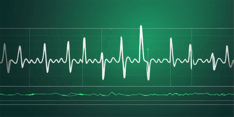 Obraz premium Green heartbeat vector line on a monitor shows the life-sustaining pulse of a cardiogram