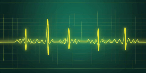 A healthy green EKG heartbeat line pulses across a medical monitor graph, illustrating a steady cardiogram