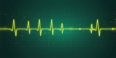 Medical ECG monitor with green heartbeat line graph