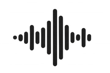 Sound wave visualization showing audio frequency levels, digital music equalizer pattern with minimalist black bars representing sound amplitude