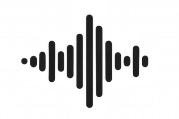 Sound wave visualization showing audio frequency levels, digital music equalizer pattern with minimalist black bars representing sound amplitude