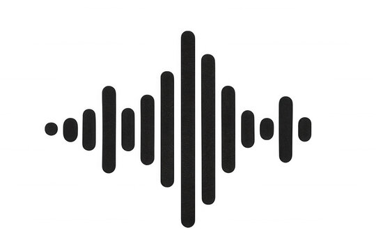 Sound wave visualization showing audio frequency levels, digital music equalizer pattern with minimalist black bars representing sound amplitude