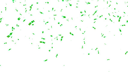 green metallic confetti rain isolated on transparent background, png sale birthday party and anniversary celebration overlay social media design element	