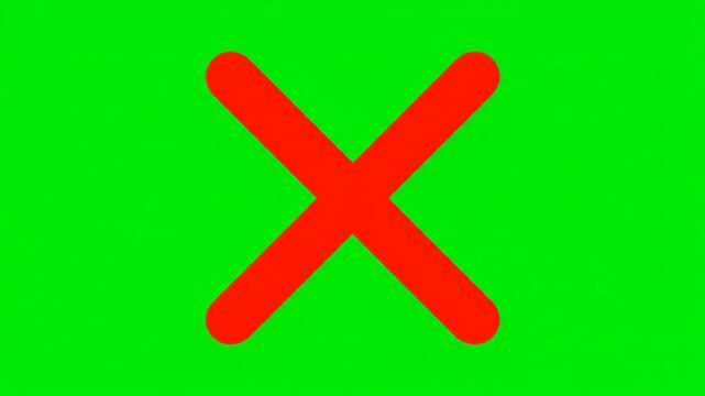 Red X on Green Screen: Negative Symbol, Rejection, Error