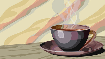 vector-art-of-a-cup-of-steam--line-art--single-con