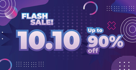10.10 Flash Sale Banner Template - Up to 90% Off Shopping Promotion Design
