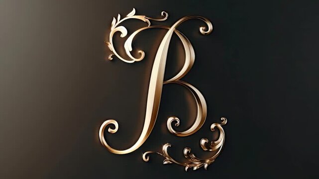 A bright gold letter 'B' stands out against a dark, matte black background