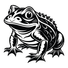 Striking Tattoo Style Frog Illustration A Bold Amphibian Design with Intricate Black and White Detailing Showcasing Natural Beauty