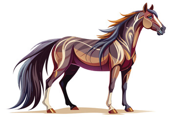 Striking Stallion Illustration A Majestic Horse with Detailed Markings and Vibrant Colors A Symbol of Strength and Beauty