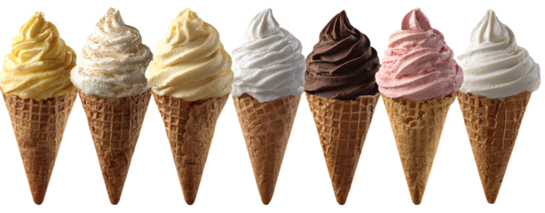 Variety of delicious ice cream cones ready to enjoy this summer