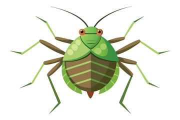 Stylized Green Beetle Illustration with Brown Accents Flat Design Insect Art Insectoid Creature Vector Graphics Insect Artwork