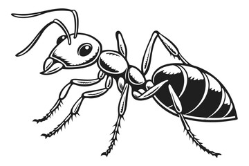 Monochrome Ant Illustration Detailed Insect Vector Art Black and White Arthropod Design Nature Drawing