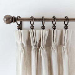 Draped curtains on metal rod