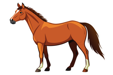 Majestic Chestnut Horse Standing Tall Graceful Equine Portrait Beautiful Animal Illustration Detailed Rendering Striking Colors and Form Captivating Artwork