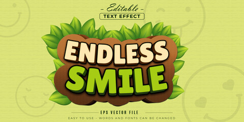 Naklejka premium Endless smile text style, editable text effect.