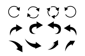 black and white arrows set icon vector 
