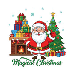 Aesthetic Merry Christmas Graphic Santa Claus