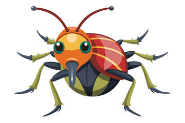 Cartoon Insect Illustration with Exaggerated Features and Vibrant Colors Depicting a Unique Bug Character Design