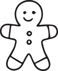 Hand-drawn black and white winter items with holiday objects: snowman, mittens, hat, boots, gift, candle, Christmas tree, cocoa cup, gingerbread cookie. Ideal for coloring, festive decor