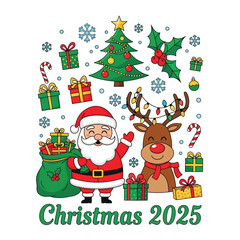 Aesthetic Merry Christmas Graphic Santa Claus