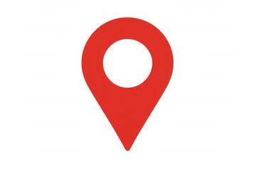 Location pin marking precise geographical point, glowing red against clear backdrop