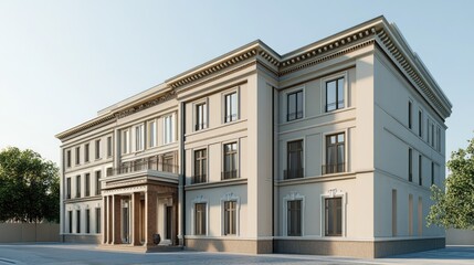 Obraz premium Elegant Neoclassical Mansion Architectural Design