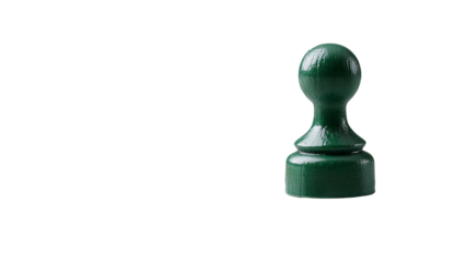 Solitary green pawn chess piece representing strategy and competition, isolated object for game concepts on a transparent background.