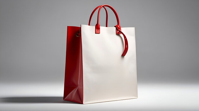 Stylish Tote Bags with Colorful Handles On Abstract Background