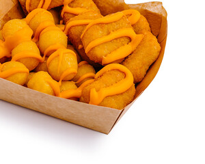 Delicious snack platter featuring cheesy bites and golden treats for sharing