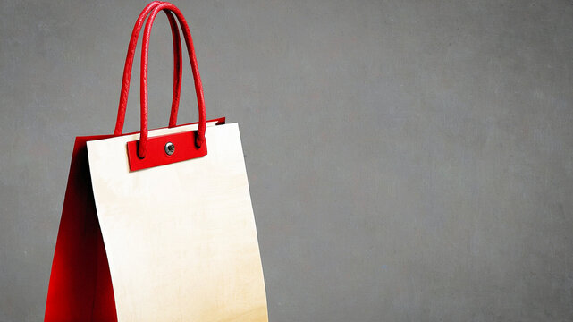 White Shopping Bag with Red Handles and Trim
