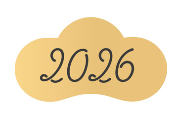 シンプルでおしゃれな2026の文字と金色の松のイラスト - 西暦2026年の和モダンなデザイン素材