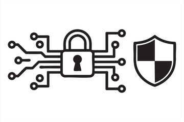 Digital encryption and secure network concept icon design