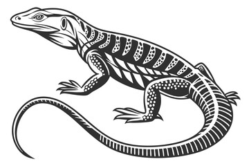 Fototapeta premium Detailed Monochrome Illustration of a Monitor Lizard Intricate Tribal Tattoo Style Reptile Art Design Depicting Nature's Beauty