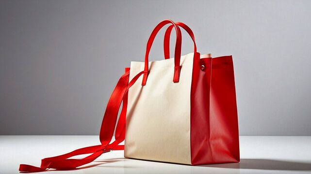  Stylish Tote Bag with Red Straps and Trim