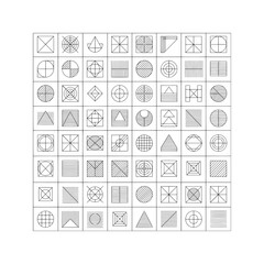 Modern Geometric Mosaic Pattern. Abstract Black and White Tiled Background with Linear Shapes, Circles, and Triangles.
