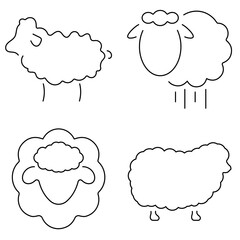 Group of black lamb icons on a white background. Vector illustration.