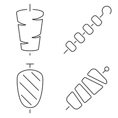 Group of black kebab icons on a white background. Vector illustration.