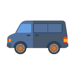 Dark Blue Minivan or Passenger Van Family Vehicle Icon Vector