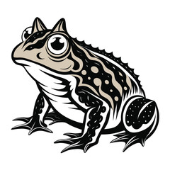 Stylized Vector Illustration of a Horned Frog with Unique Patterns and Bold Outline Depicting Nature and Wildlife