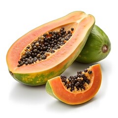 Carica Goudotiana Wild Papaya Rare Tropical Jewel with Bold Rustic Orange Glow and Natural Exotic Elegance on Crisp White Background Perfect for Seasonal Harvest and Still Life Display